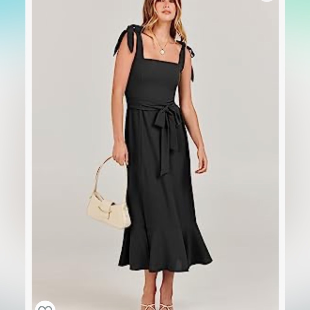 NWT Gorgeous Black Ruffle Split Midi Dress